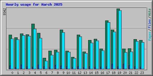 Hourly usage for March 2025